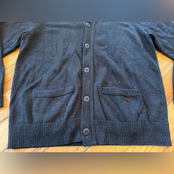 VTG Eddie Bauer Mens Size L Cotton Cashmere Cardigan Gray V Neck Button Grandpa - Picture 4 of 16